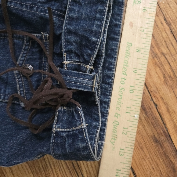 Vintage Old Navy Y2K Denim Skirt size 2 Blue Jean Belted Above Knee Pockets Slit - Picture 9 of 10